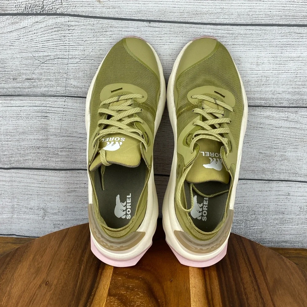 Sorel Kinetic Rnegd Float Olive Green Shoes NL4699-358 Women’s Sneaker Size 8